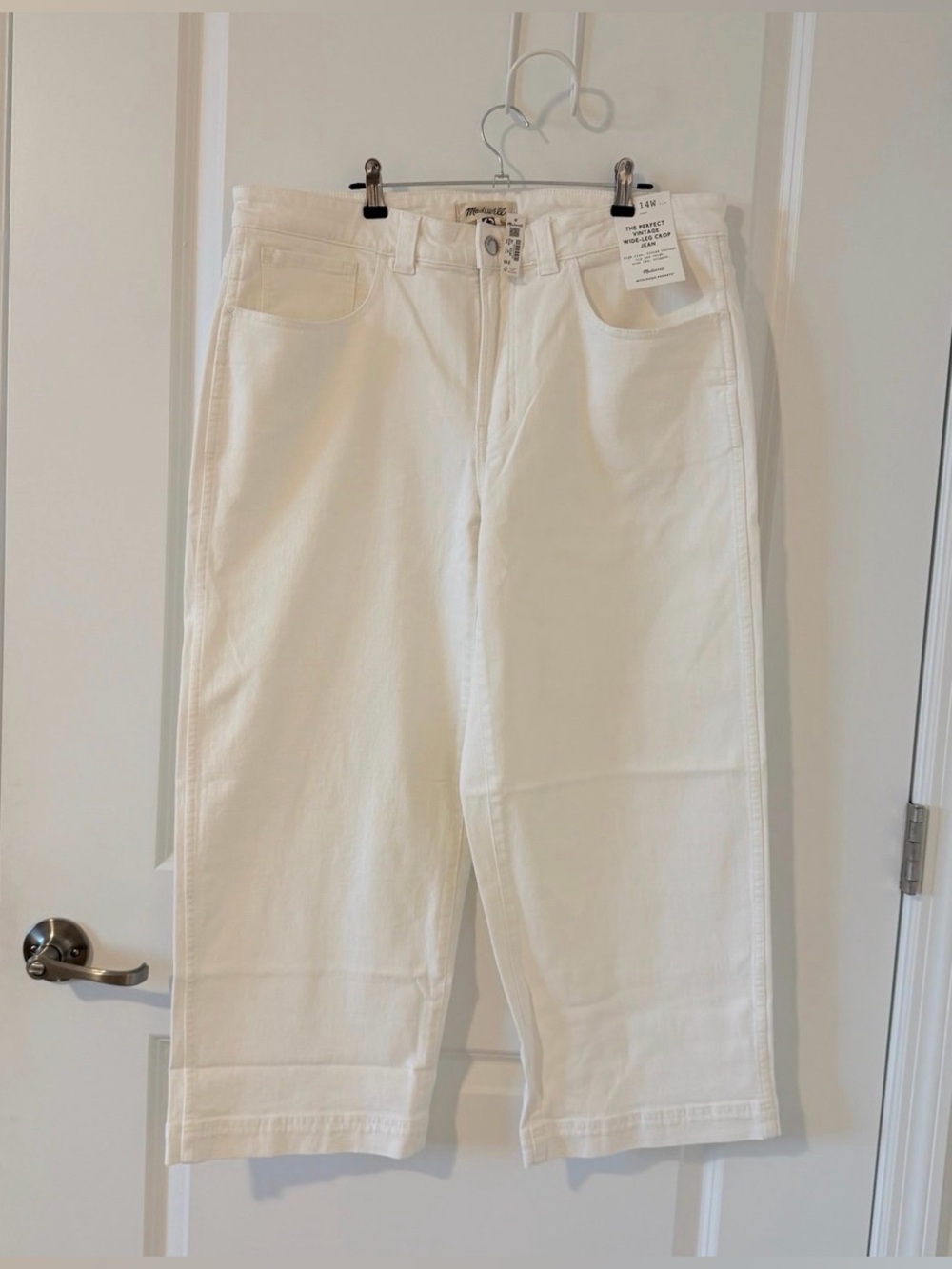 Madewell Plus Perfect Vintage High-Rise Wide-Leg Crop Jeans Tile White Size 14 - Picture 3 of 7